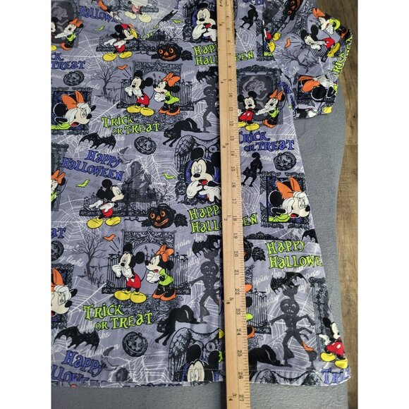 Disney Mickey Minnie Mouse Scrub Top XL Halloween Gray Nurse Doctor Vet Holiday - Picture 9 of 9